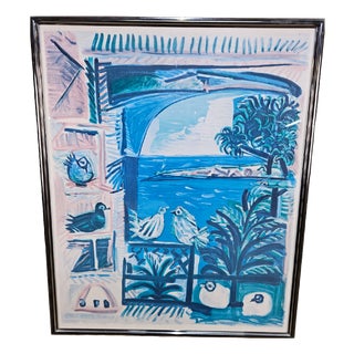 Henri Deschamps, Côte d'Azur, 1970s, Colored Lithograph, Framed For Sale
