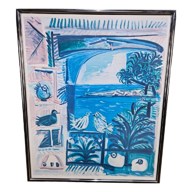 Henri Deschamps, Côte d'Azur, 1970s, Colored Lithograph, Framed For Sale