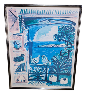 Henri Deschamps, Côte d'Azur, 1970s, Colored Lithograph, Framed