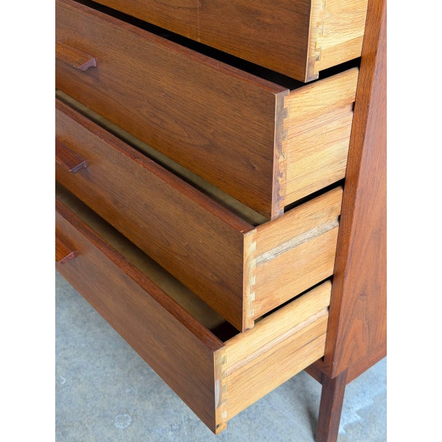 Mid 20th Century In Style of Richard Artschwager Walnut Gentleman’s Chest Mid Century Modern Tall Dresser Cabinet For Sale In Los Angeles - Image 6 of 10