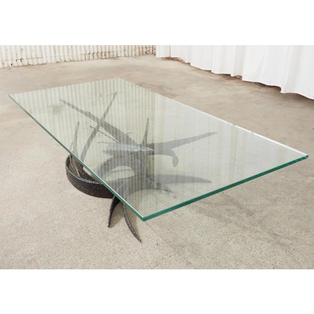 Mid-Century Modern Midcentury Silas Seandel Brutalist Iron Torch Cut Cocktail Table For Sale - Image 3 of 13