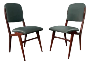 Set of Vintage Italian Chairs in Wood and Skai, 1960s