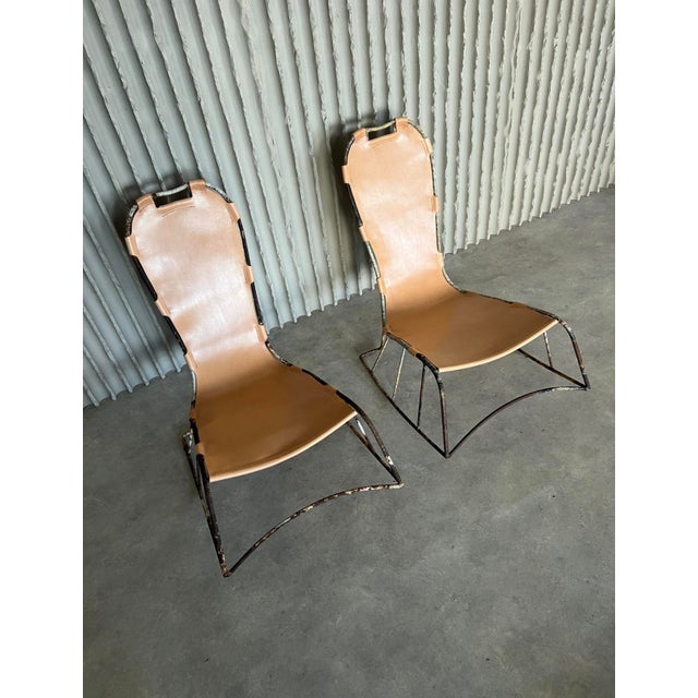 Italian Saddle-Stitched Rocking Chairs, Set of 2 For Sale - Image 9 of 10
