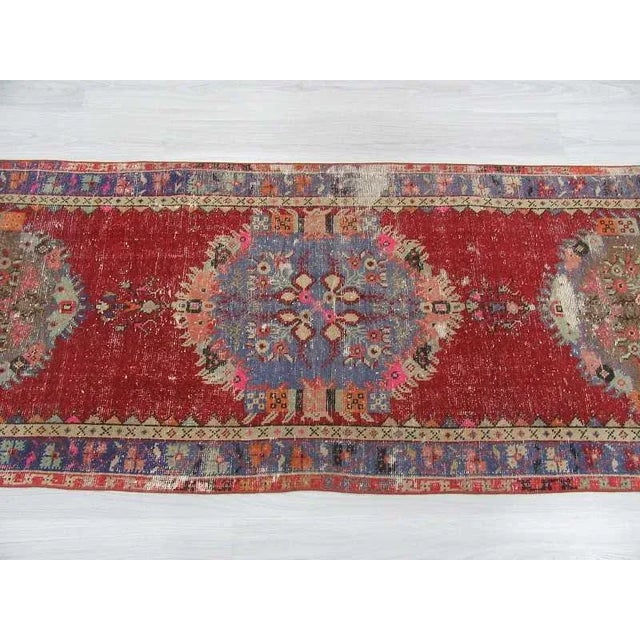 Vintage Turkish Distressed Runner Rug - 2′11″ × 12′8″ For Sale - Image 4 of 6