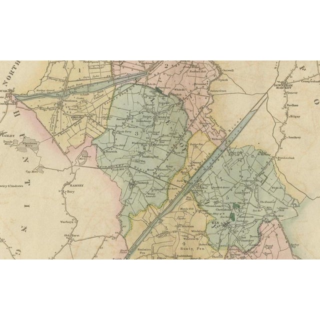 Paper Large Hand-Colored Map of Cambridgeshire by Greenwood, 1834 For Sale - Image 7 of 13