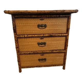 Bamboo & Rattan Small Chest of Drawers For Sale
