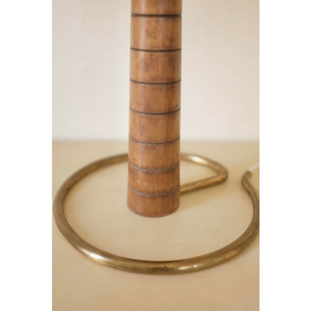 Wood 1950s Wood and Brass Swedish Mid-Century Table Lamp For Sale - Image 7 of 10