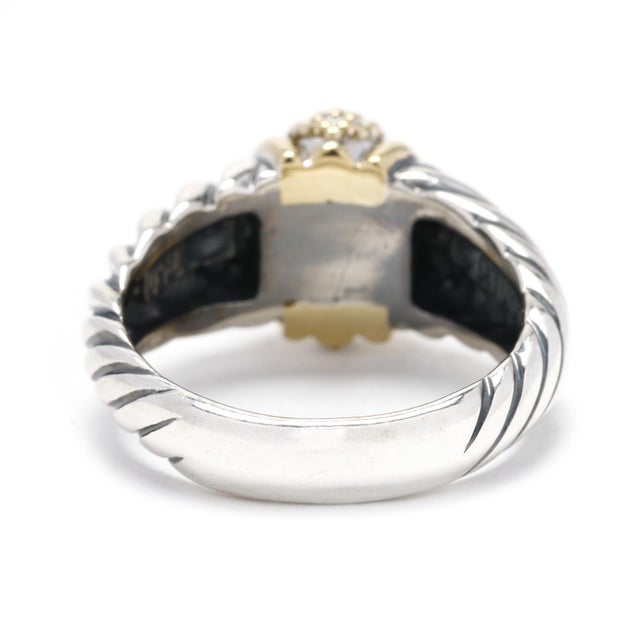 Modern David Yurman Classic Cable Diamond Band Ring 18k Yellow Gold and Sterling Silver, Size 6.25 For Sale - Image 3 of 8