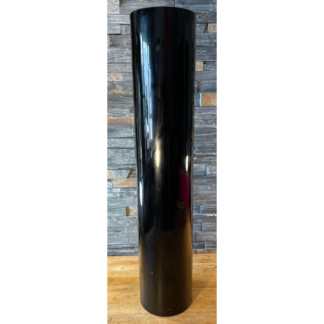 Tall Wrzesniak Glassworks Black Art Glass Cylinder Floor Vase Chairish