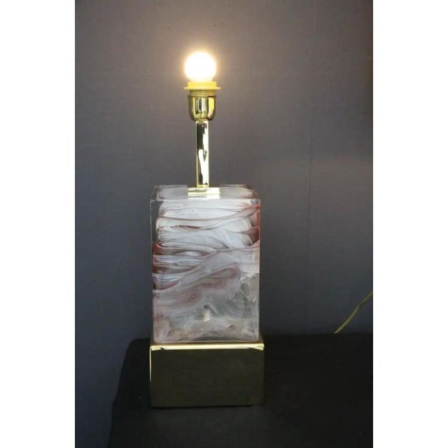 Gold Murano Glass Block Table Lamps, 1990s, Set of 2 For Sale - Image 8 of 18