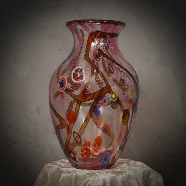 Mid-Century Murano Murrina Art Glass Vase, 1980s For Sale - Image 4 of 8