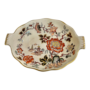 Early 20th Century Masons Ironstone “Golden Azalea” Chinoiserie Oval Serve Bowl With Handles