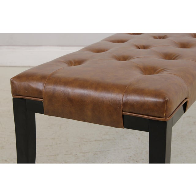 Safavieh Tufted Brown Leather Regency Window Bench For Sale - Image 12 of 16
