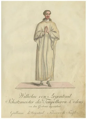 Wilhelm Von Argenteuil, Templar Treasurer, 1791, Hand-Colored Engraving