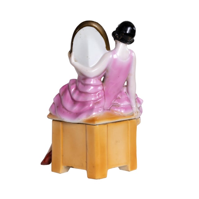 Art Deco Porcelain Powder Jewelry Box with Woman, 1930s For Sale - Image 11 of 12
