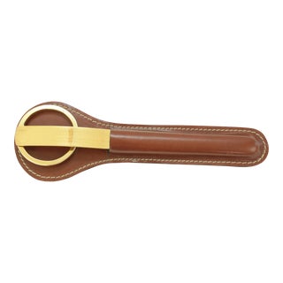 Luxury Saddle Leather and Brass Desk Set For Sale