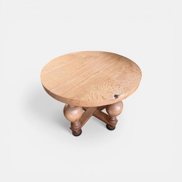 Wood Mid-20th Century Brutalist Round Oak Coffee Table, Denmark For Sale - Image 7 of 7