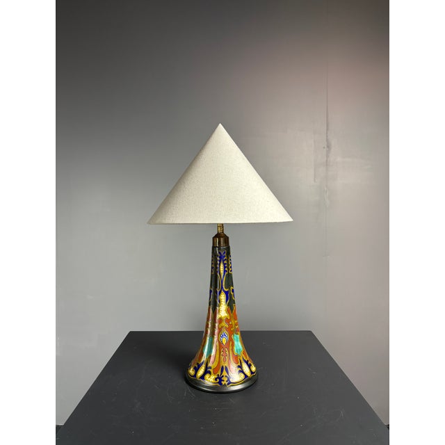 Art Nouveau Dutch Ceramic Plazuid Gouda Pottery Table Lamp, 1920s For Sale - Image 15 of 18