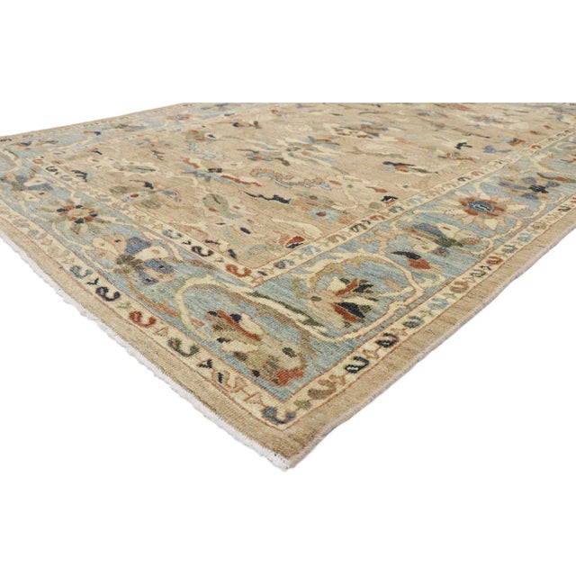 60918 Persian Sultanabad Rug with Modern Style 06'11 x 09'04. This hand-knotted wool Persian Sultanabad rug features an...