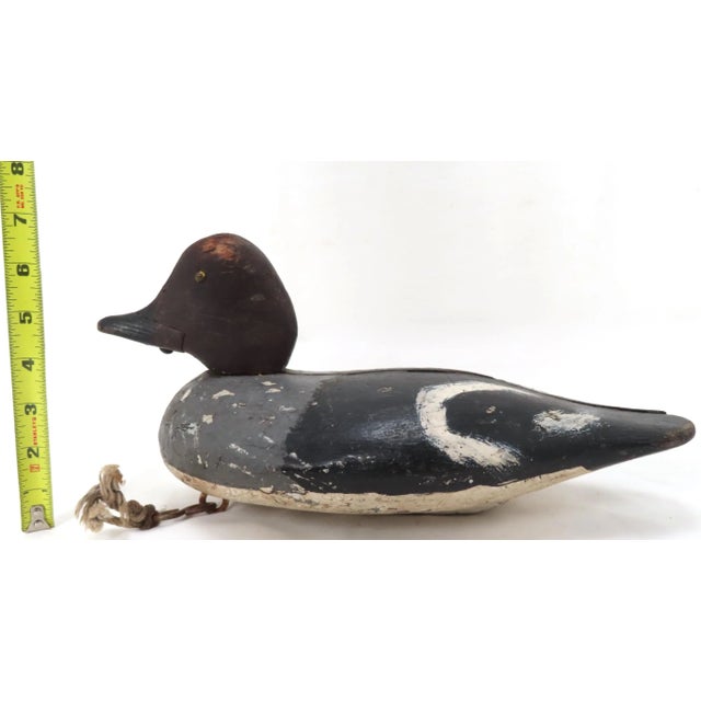Antique Hand Carved & Painted Wood Duck Decoy From Maine For Sale - Image 10 of 13