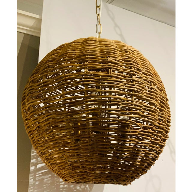 Stylish Morels Away Organic Modern Rattan Oakley Pendant Light, showroom floor sample
