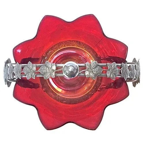 1900 - 1909 Antique Silver & Glass Sweetmeat Serving Caddy For Sale - Image 5 of 11