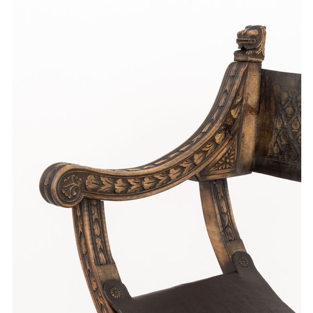 Brown Renaissance Revival Walnut Savonarola Chair For Sale - Image 8 of 11
