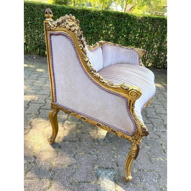 1950s French Louis XVI Pink Velvet Corner Settee For Sale - Image 12 of 16