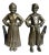 Antique Figural Bronze and Iron Andirons, European Peasant Couple, Circa 1900 For Sale