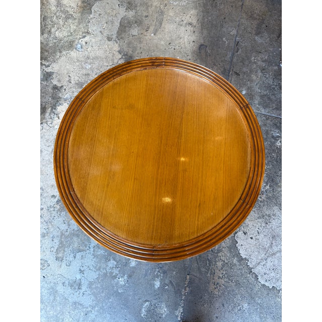 Wood Italian Round Wood Side Table With Curved Four-Leg Base For Sale - Image 7 of 9