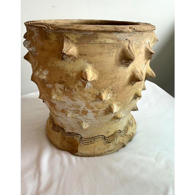 Cream Vintage Mid Century Brutalist Folk Art Pinch Pot Planter in the Sytle of Dexter Pottery For Sale - Image 8 of 11