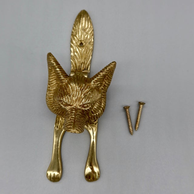 Vintage Brass Fox Head Door Knocker — Figural Animal Hardware For Sale - Image 4 of 7