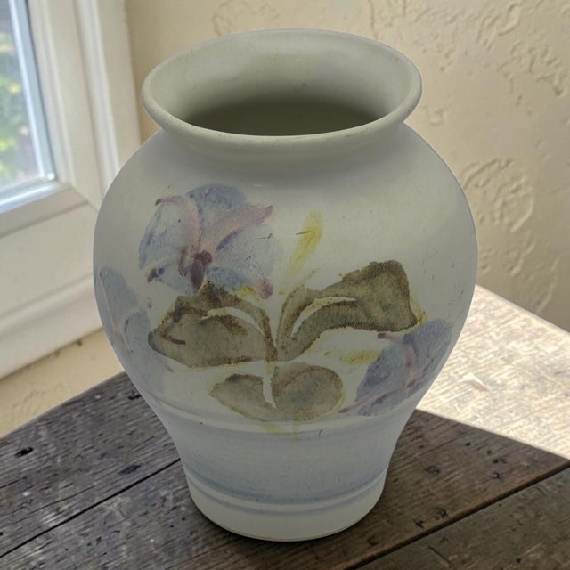 The Santa Barbara Hand-Thrown Pottery Morning Glory Floral Vase is a beautifully crafted piece of art pottery originating...