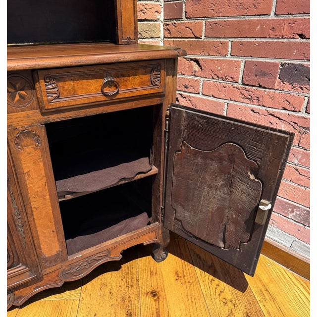 Antique 18th C French Country Walnut Vaisellier Clock Buffet Hutch For Sale - Image 4 of 11