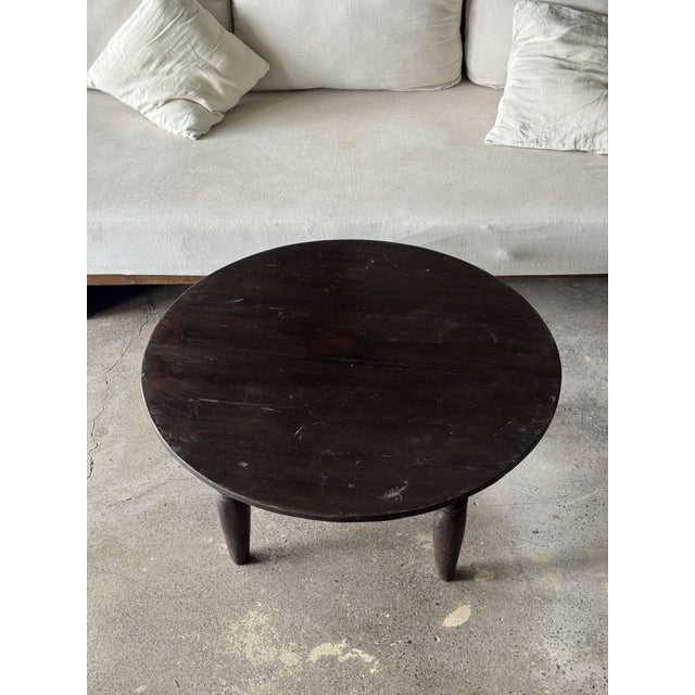 Vintage Round Coffee Table in Indonesian Teak with Turned Legs, 1960s For Sale - Image 6 of 15