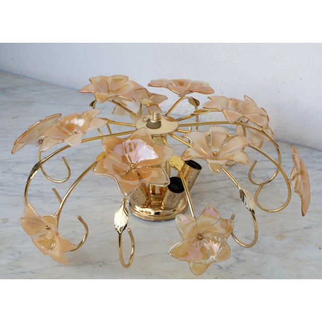 Vintage Murano Ceiling Light Orange Iridescent Flowers, 1960s For Sale - Image 12 of 13