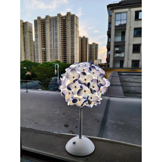 Hydrangea-Shaped Fabric Ambient Table Lamp For Sale - Image 9 of 9