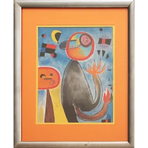 1993 After Joan Miro "Ladders Cross the Sky in a Wheel of Fire", First German Edition Framed Poster