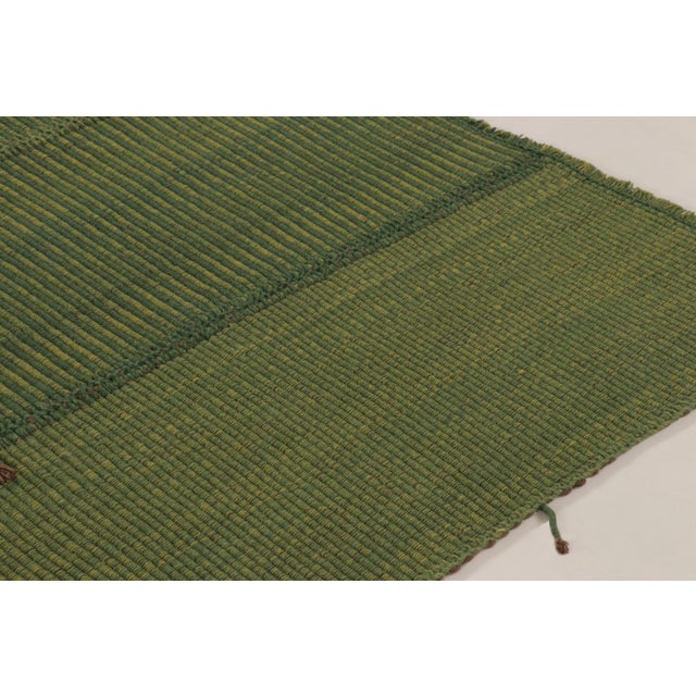 2020s Rug & Kilim's Contemporary Rez Kilim Flatweave Rug With Green Striped Design For Sale - Image 5 of 10