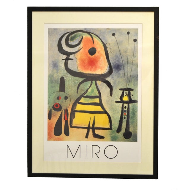 Joan Miró Femme Et Chat Lithograph Framed Printed Wall Art England 1989 Cartoon For Sale - Image 11 of 12