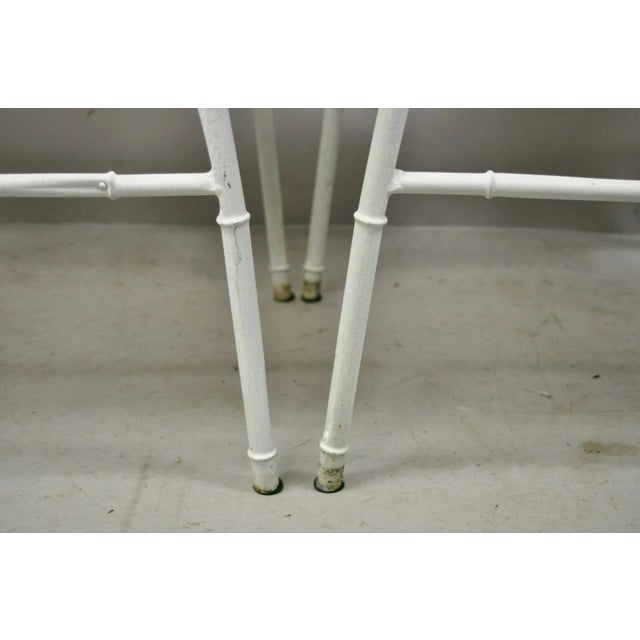 Vintage Italian Hollywood Regency White Faux Bamboo Metal Accent Side Chair Pair For Sale - Image 9 of 10