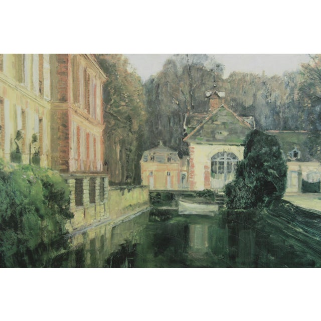 Large Oil Painting Artwork of House & Canal Scene For Sale - Image 4 of 13