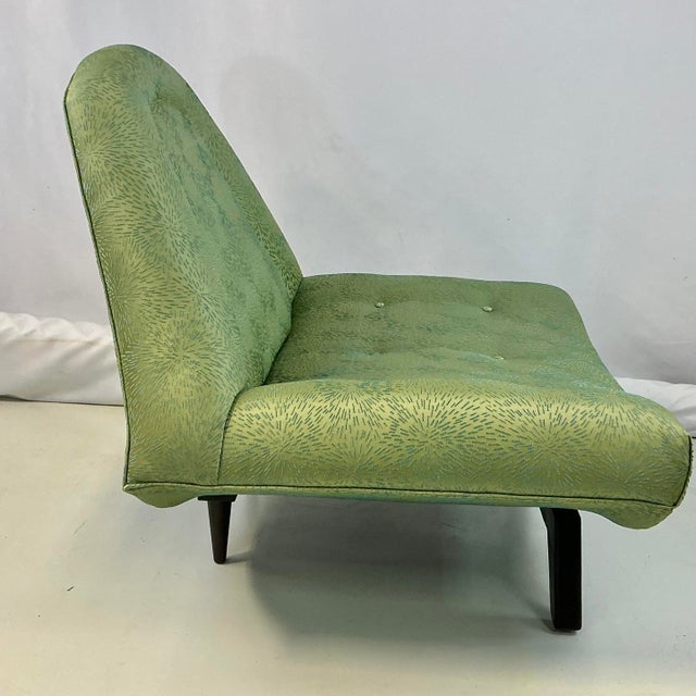 1960s Vintage Italian Luigi Tiengo Gondola Lounge Chair, Scalamandre Starburst Silk Embroidered Upholstery For Sale - Image 14 of 18