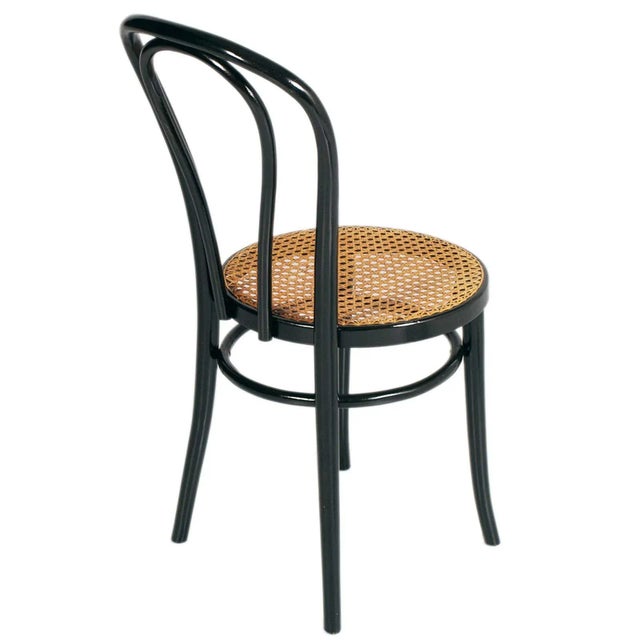 1940s Dining Chairs in Curved Beech & Vienna Straw Seat by Michael Thonet for Thonet, 1940s, Set of 4 For Sale - Image 5 of 8