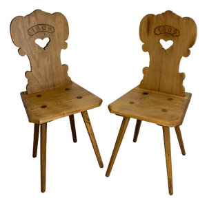 Early 19th Century French Side Poplar Chairs in the style of Swiss Alp, 1807, Set of 2