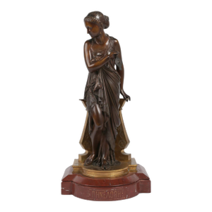 Antique 22" French Gilt Bronze Vestal Sculpture of Penelope by Peiffer