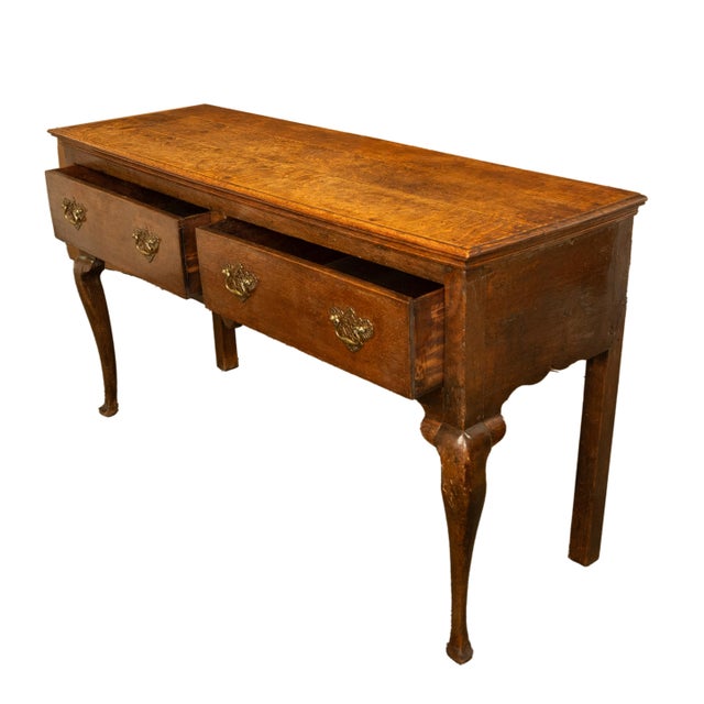 Antique 18thC Georgian Oak Welsh Two Drawer Dresser Base Server Side Table 1760 For Sale - Image 12 of 14