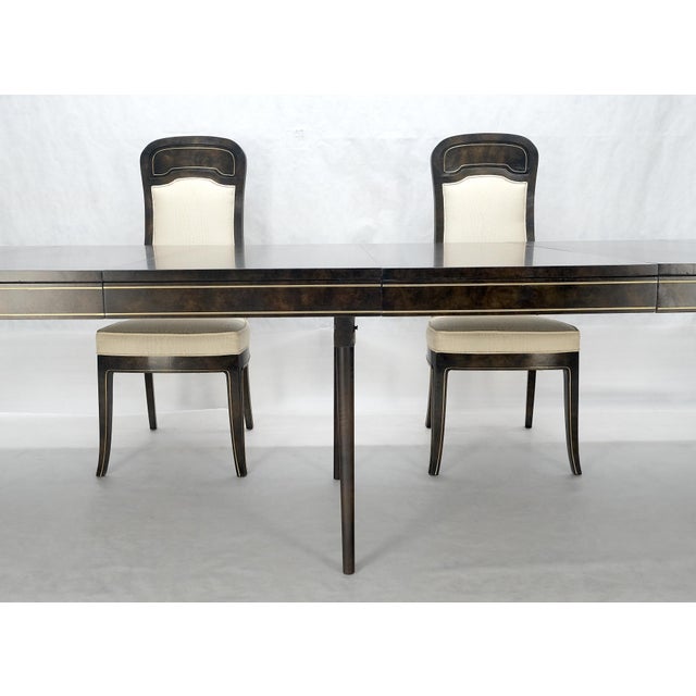 Mastercraft Dark Burl Walnut Oval 4x20" Leaves Dining Table 6 Chairs Set MINT For Sale - Image 11 of 17