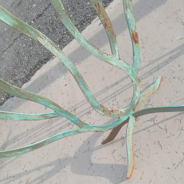 Vintage 7 Arm Brutalist Candelabra Hand-Forged Iron and Copper With Verdigris, a Pair For Sale - Image 12 of 15