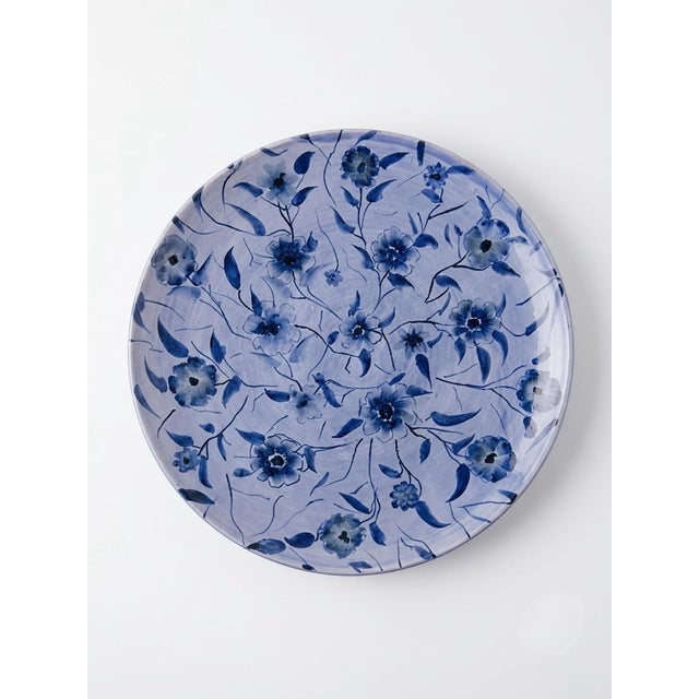 Mediterranean A Pair of Vintage Moroccan Safi Hand-Painted Ceramic Platters / Shallow Bowls For Sale - Image 3 of 12